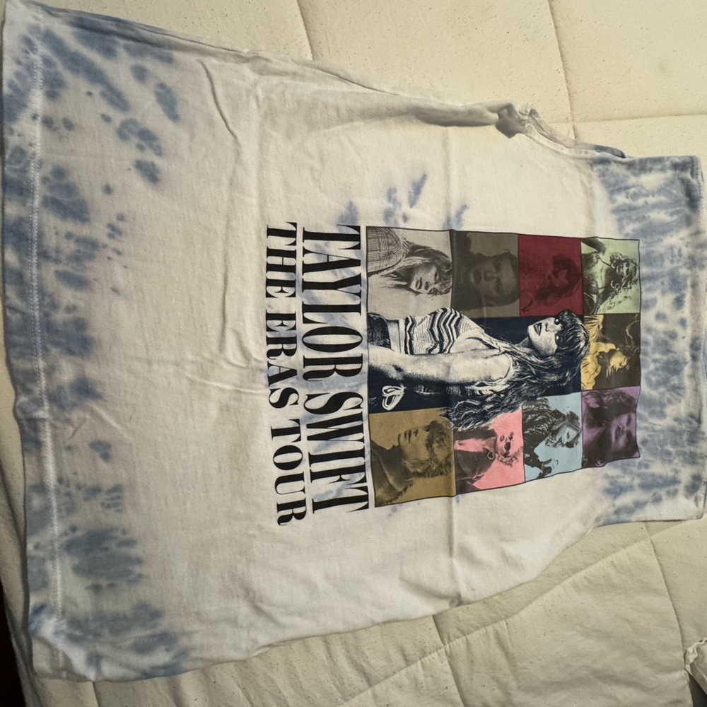 Taylor Swift Blue and White Graphic Muscle Tee